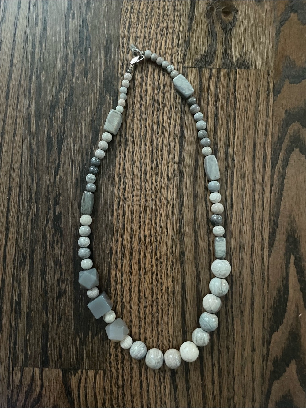 Gray Beaded Statement Necklace